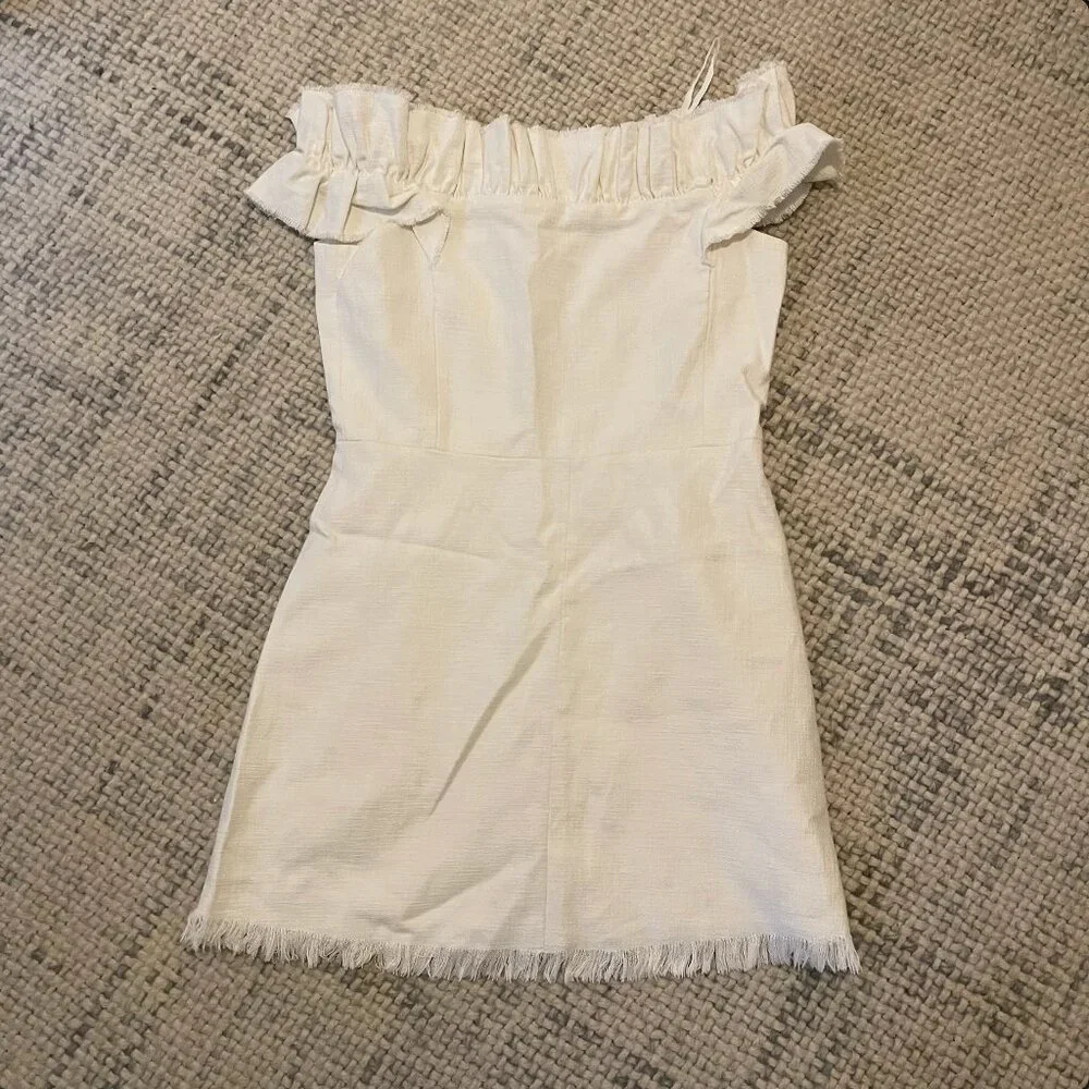 Rebecca Taylor Fringed Off-The-Shoulder Dress - Picture 3 of 6